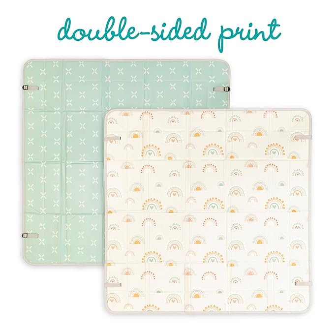 Infantino Foldable Soft Foam Play Mat, Baby Play Mat for Tummy Time & Floor Play, Lightweight, Easy to Store, Wipeable, Rainbows