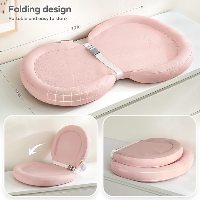 Mamatepe Baby Changing Pad, Soft, Foldable Leather Diaper Changing Pad, Contoured Changing Table Pads for Dresser, Waterproof & Non-Slip Wipeable, 30"X19", Pink