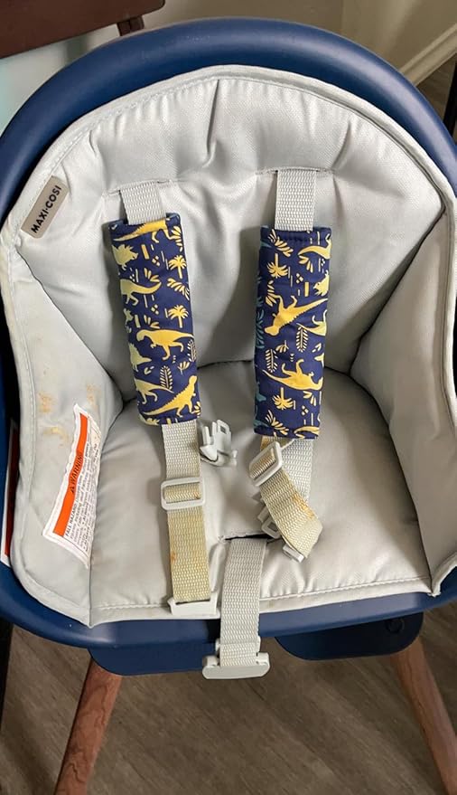 Baby Car Seat Neck Cover, Car Seat Strap Cover, Seat Belt Cushions Pads, Shoulder Strap Protectors, Reversible Pram Harness Covers in Minky Dinosaur, Baby Neck Pad Protector