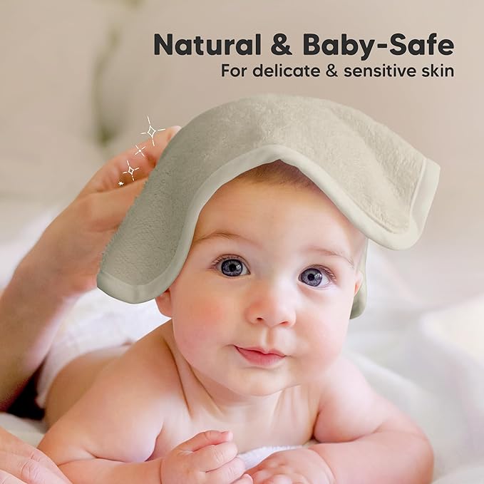 6-Pack Soft Baby Washcloths, Viscose from Bamboo - Kids, Newborn Bath Towels, Infant Shower, Toddler Reusable Face Towel, Gentle on Skin, Face Wash Cloths for Babies, 10x10 (Stone)