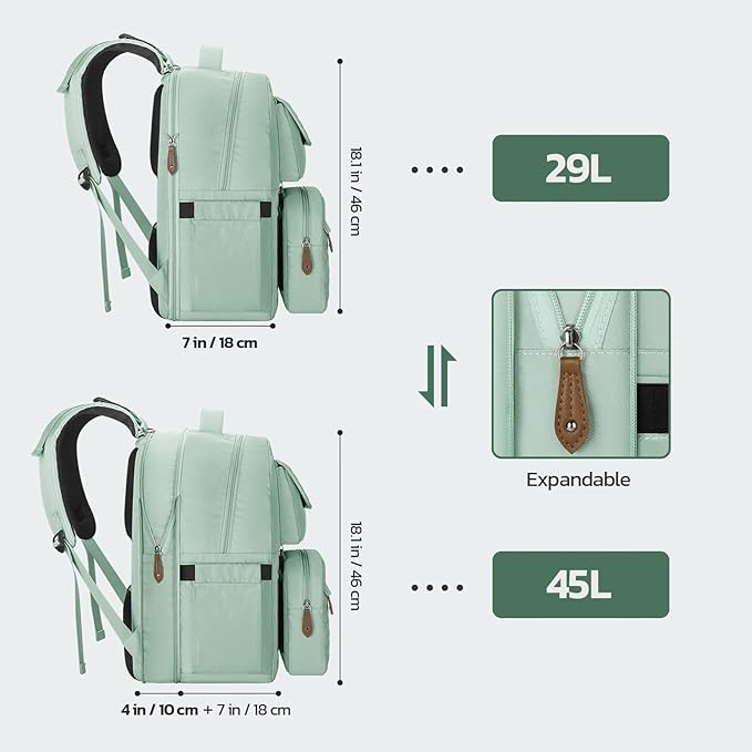Maelstrom Diaper Bag Backpack,29L-45L Expandable Large Baby Bag for 2 Kids/Twins with Removable Cross Body Bottle Bag for Mom/Dad,Stylish Nappy Bag Gift for Boys/Girl-Mothers Day Gifts-Mint Green