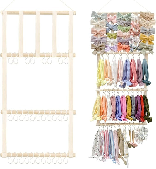 POVETIRE Headband Holder Hair Bows Organizer for Girls, Baby Headbands Hair Accessories Organizer Storage Wall Hanging Decor for Toddler Girls Room