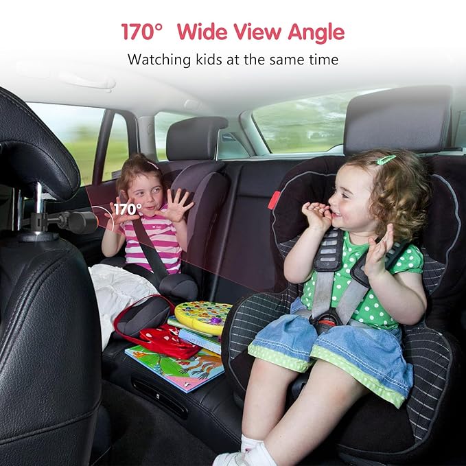 BM3 Baby Car Camera, 5.2" 1080P with Video Recording & TF Card, Back Seat Camera with 3X Zoom, 360° Rotation, Easy Installation Baby & Pet Car Monitor