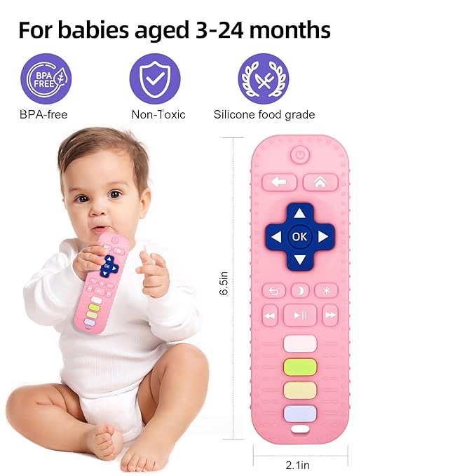 Chuya Silicone Remote Teethers Baby Teething Toys, TV Remote Teether for 0-6-12-18 Months Babies Infant Toddlers Baby Teething Relief Chew Toys BPA Free