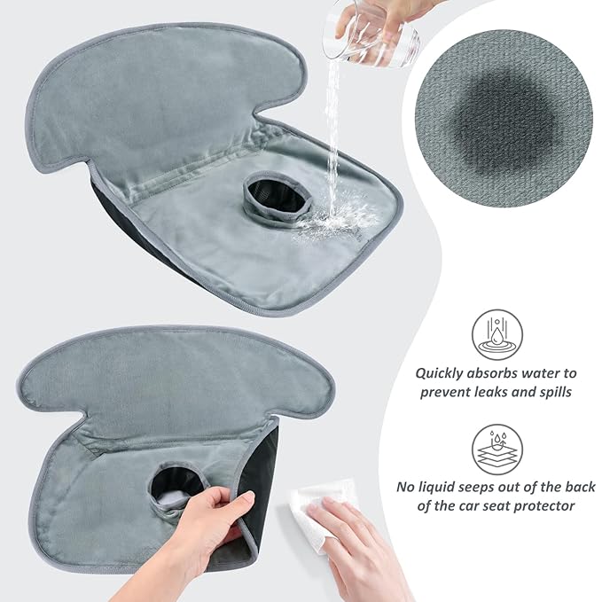 INFANZIA Dry Seat, Car Seat Protector Waterproof Carseat Liner Potty Training Toddlers, Baby and Infants, Piddle Pad for Carseats Strollers (Grey, 2 Packs