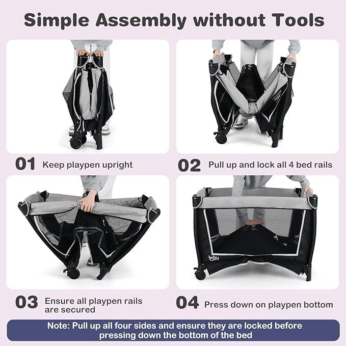 BABY JOY 5 in 1 Pack and Play, Portable Nursery Center Baby Playard w/Bassinet & Diaper Changing Table, Infant Bassinet Activity Center with Toys, Music, Oxford Bag for Toddlers (Space Grey, Classic)