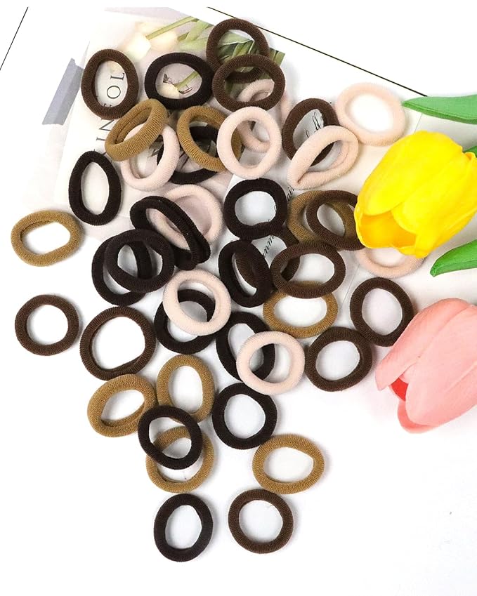 WillingTee Baby Hair Ties,300PCS Nylon Toddler Hair Ties for Girls, Kids Seamless Hair Bands, Girls Elastic Ponytail Holders,Brown