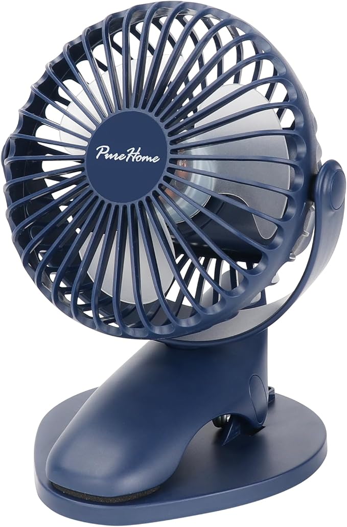 Portable Clip Fan Battery Operated,3 Speeds USB Rechargeable Mini Table Fan with Strong Airflow,360°Rotation Ultra Quiet Personal Desk Fan for Home Office Bedroom Dorm Stroller Camping - DeepBlue