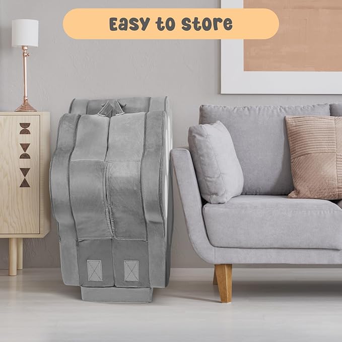 Foldable Portable Toddler Travel Bed,Toddler Floor Bed with Washable Cover for Kids,Soft and Safe (Grey)