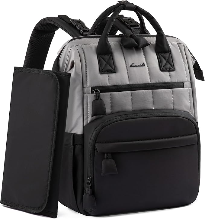 LOVEVOOK Puffer Diaper Backpack, Lightweight Baby Bag with Changing Pad, Diaper Bag for Mom Dad with Stroller Buckles
