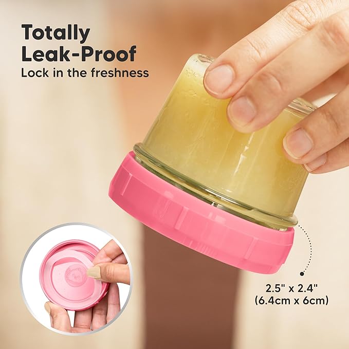 KeaBabies 12pk 4oz Glass Baby Food Containers with Lids - Leak-Proof, Microwavable Small Glass Jars, Baby Purees & Toddler Snack Storage Containers, BPA-Free, Dishwasher & Freezer Safe (Sunset)