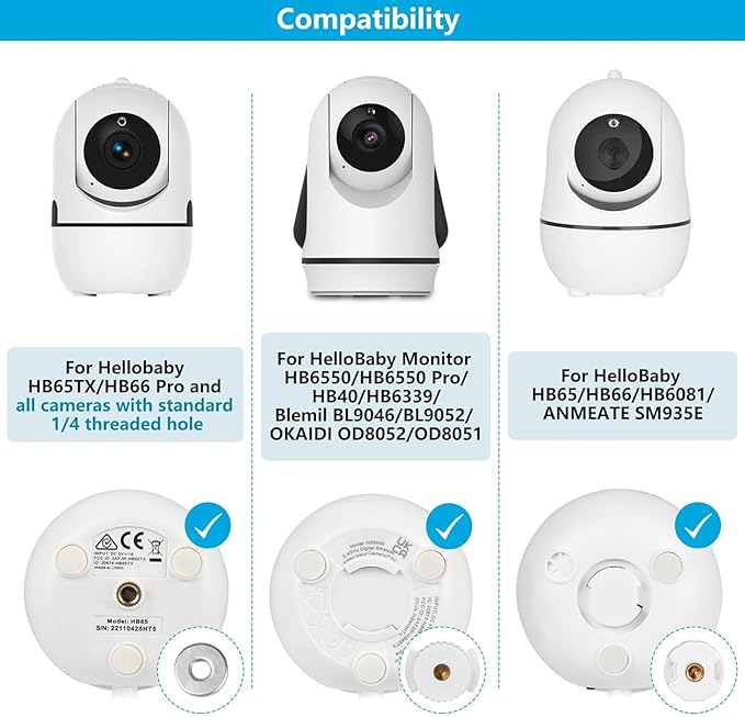 Flexible Baby Monitor Mount Compatible with HelloBaby HB65/HB40/HB6550/HB66/HB6339/HB6550 Pro, ANMEATE SM935E, Baby Camera Mount Without Tools or Wall Damage