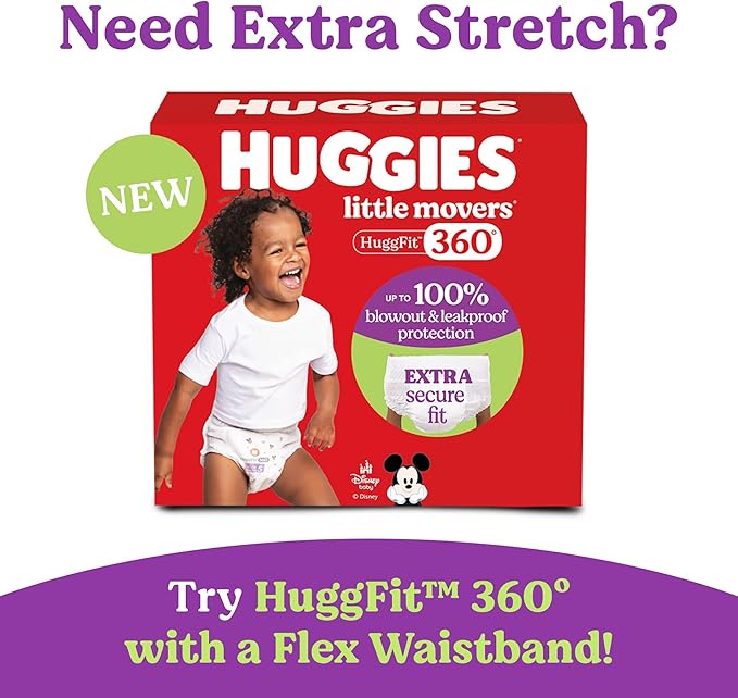Huggies Size 8 Diapers, Little Movers Baby Diapers, Size 8 (46+ lbs), 38 Count