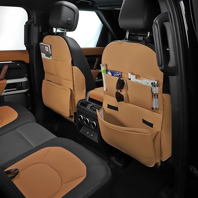 Seat Back Protector,Preventing the Impact of Children Stepping on the Seat Backrest,Beautiful appearance and easy to clean,black (Brown-2 psc)