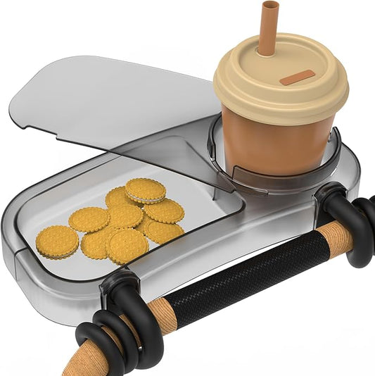 Upgraded Universal Stroller Snack Tray, Cup Holder Stroller Tray with Silicone Flexible Arms Grip, Stroller Tray Attachment for Baby Toddler Holder Stroller Accessories for Snacks On The Go