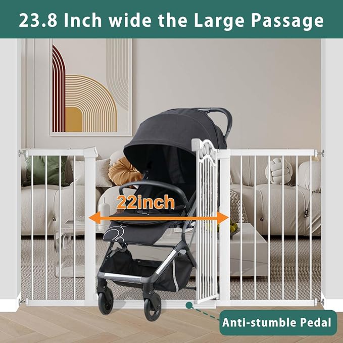 Fairy Baby 57.1"-59.8" Extra Wide Press Mounted Baby Gate Indoor for Kids Or Pets Walk Thru No Drill Long Dog Gates for The House Doorway Child Safety Gate