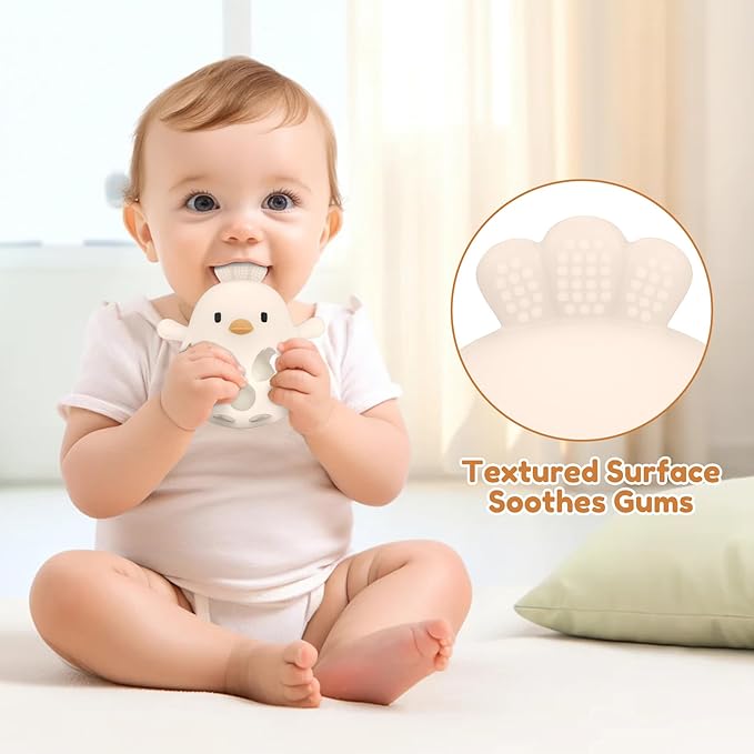 MCGMITT Teethers for Babies 3-6 Months, Easy Grasp Silicone Baby Rattles 0-6 Months, BPA-Free Non Toxic Montessori Infant Toys for Teething Relief, Soft Interactive Infant Car Seat Toys Bath Toys