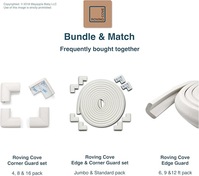 Roving Cove HeftyFit Corner Protector for Baby (16 Large Corners), Heavy-Duty Soft Rubber Foam Furniture Corner Bumper Guards, 3M Adhesive Pre-Taped, Oyster White (Off White)