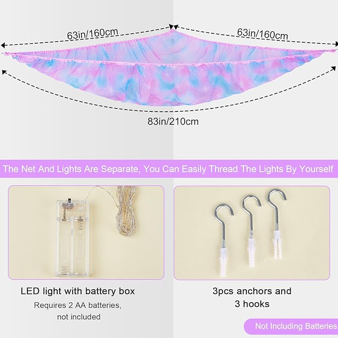 Unicorn Castle Stuffed Animals Net or Hammock Kids Toy Storage Organizer with LED Light Hanging Corner Stuffed Animals Holder Kids Girls Room Decor (Pack of 1)