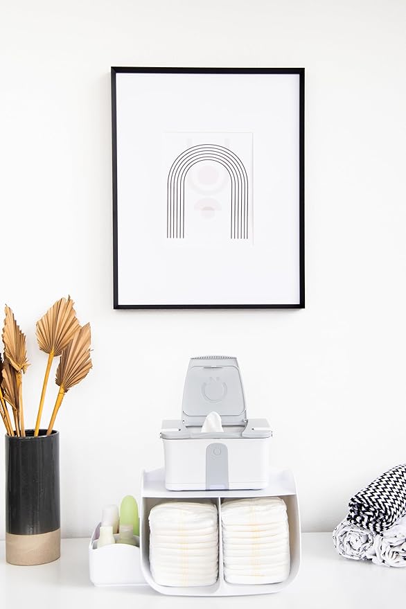 Ubbi Tabletop Diaper Caddy, Diaper Storage, Caddy Organizer, Stores Baby Diapers, Wipes & Baby Accessories, White