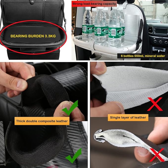 Popular Items Car Seat Back Pocket, Rear Seat Storage, Stain Proof, Car Storage Pocket, Seat Back Pocket, Premium Waterproof PU Car Seat Back Organizer（Black with USB）