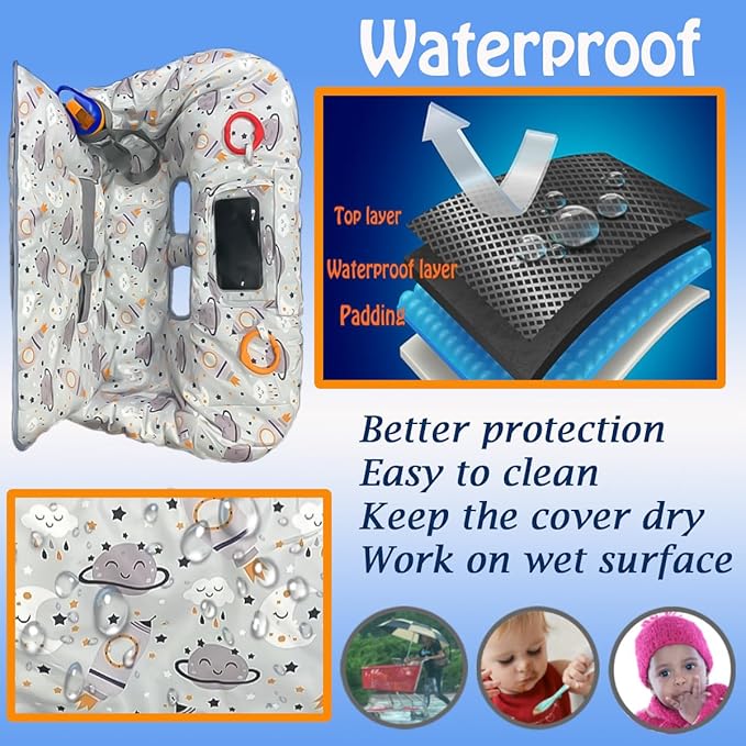 Shopping Cart Cover for Baby Grocery Cart Cover for Baby boy and Baby Girl, High Chair Cover for Baby and Toddler, Baby Registry Gift - Waterproof - Extra Large - Cotton - Double Sided (Gray)