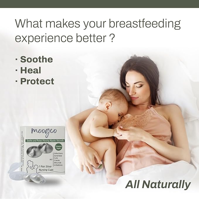 The Original Silver Nursing Cups - 925k Nipple Cups - Nipple Shield for Nursing Newborn - Silver Nipple Covers Breastfeeding - 925k (Tri-Laminate, Regular)