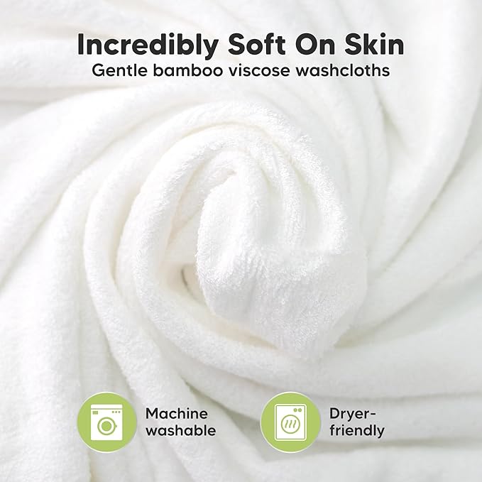 6-Pack Soft Baby Washcloths, Viscose from Bamboo - Kids, Newborn Bath Towels, Infant Shower, Toddler Reusable Face Towel, Gentle on Skin, Face Wash Cloths for Babies, 10x10 (Hills)