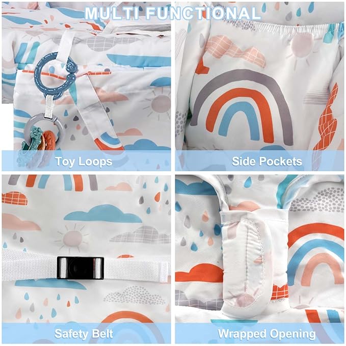 Shopping Cart Cover for Baby 2-in-1 High Chair Cover with Safety Harness Multifunctional Dinosaur Pattern Cart Covers for Babies Soft Padded Grocery Cart Cover for Baby Boy Girl