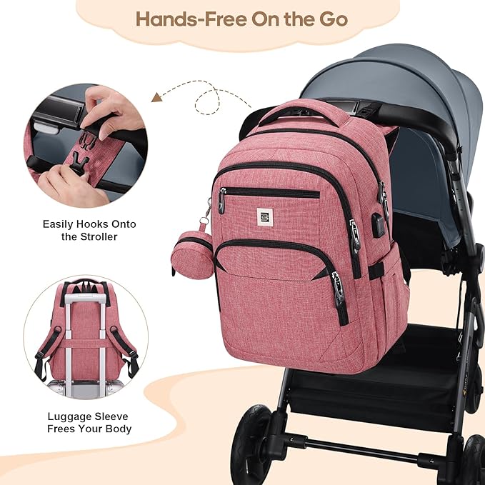 Diaper Bag Backpack, Multi function Baby Bag with Portable Changing Pad, Pacifier Holder,Waterproof Diaper Bags with USB Charging Port,Baby Essentials Perfect Baby Shower Gifts for Mom, Dad, Newborn