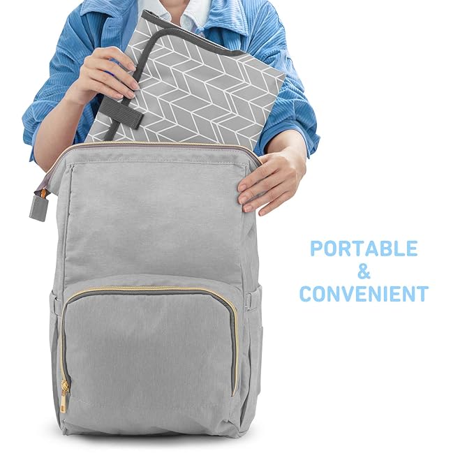 Portable Changing Pad for Baby, Waterproof Travel Changing Pads for Moms, Dads, with Built-in Pillow, Excellent Baby Shower, Registry Gifts