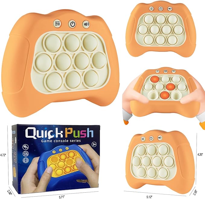 Pop The Target! Handheld Speed Push Game Machine: A Fun Multiplayer Game for Family. Sensory Fidget Toy Christmas Toys Gifts for 6 7 8 9 10 11 12 Years Old Kids Road Trip Car Games Orange