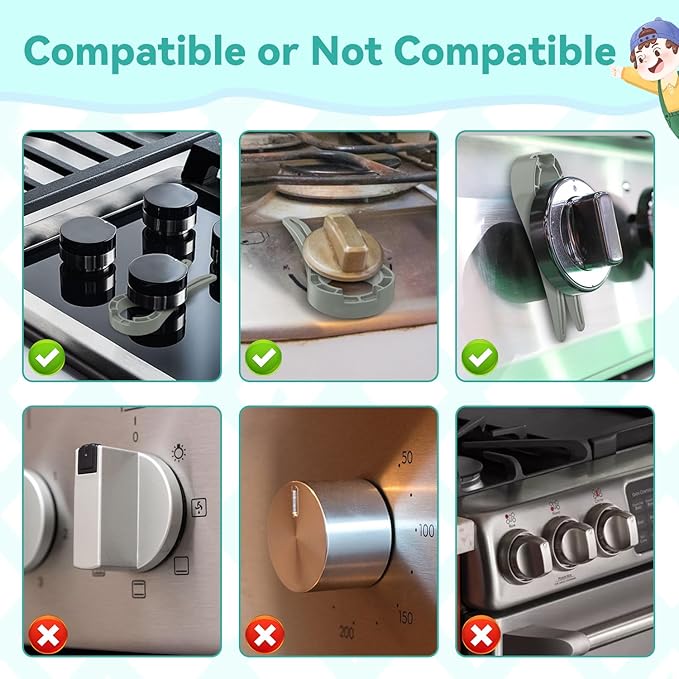 Stove Stoppaz Gas Stove Knob Locks Protecting Kids and Pets; Oven Knob Covers for Child Safety (5 Pack, Grey)