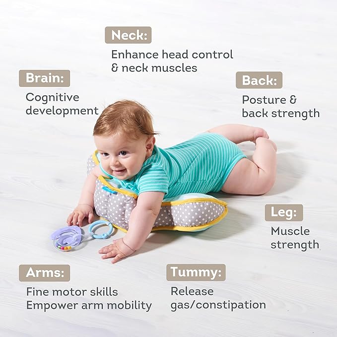 Taf Toys Baby Tummy Time Cushion | Perfect for 2-6 Months Old Babies, Enables Easier Development & Easier Parenting, Natural Developmental, Comfortable Tummy Time, Ergonomic Design, Detachable Toys