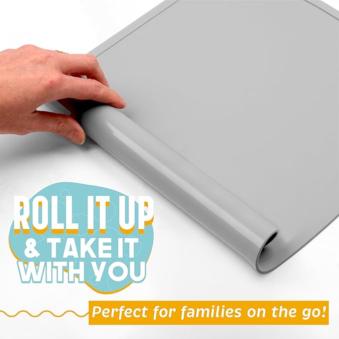 UpwardBaby Silicone Placemats for Toddlers - Suction Baby Placemat for Restaurants & Home - Set of 2 - Kids Placemat for Dining Table-Washable Wipeable Nonslip BPA-Free Placemats for Kids