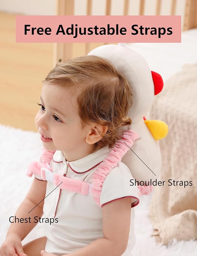 JunNeng Baby Head Protector Backpack, Toddler Walking Fall Head Protection, Robot Pink