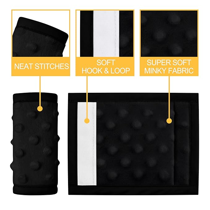 Pro Goleem Car Seat Strap Covers for Babies Unisex Soft Car Seat Strap Shoulder Pads for All Car Seats, Stroller, Pushcar, Small Size Designed for Newborn, Black