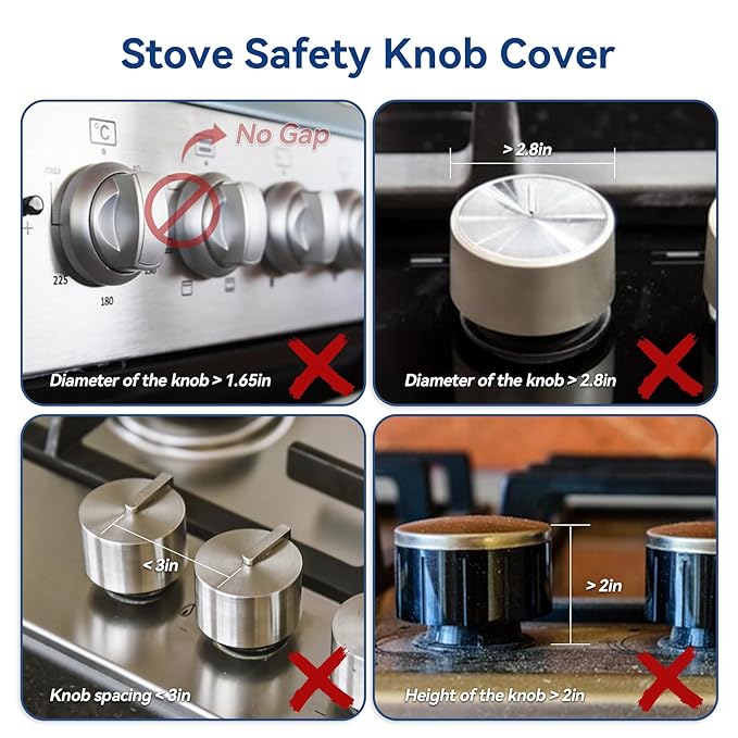 Stove Knob Safety Covers, 5Pcs Universal Size with 5 Heat Alert Stickers Oven Knob Covers for Child Safety, 2nd Gen Kitchen Burner Childproofing, Gas Stove Knob Locks for Kid Baby Pet (Clear)