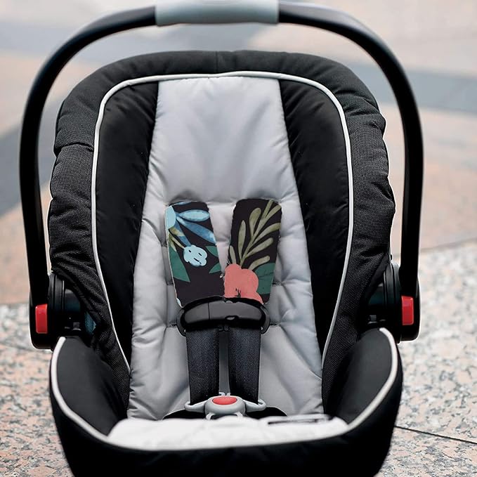 Baby Car Seat Neck Cover, Car Seat Strap Cover, Seat Belt Cushions Pads, Shoulder Strap Protectors, Reversible Pram Harness Covers in Minky Floral, Baby Neck Pad Protector