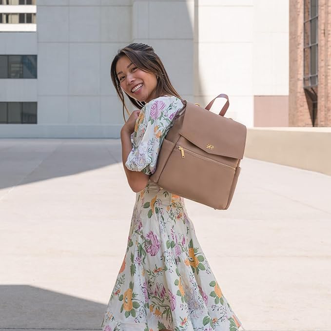 Freshly Picked Mini Classic Diaper Bag Backpack, Vegan Leather Baby Diaper Bag, Backpack Diaper Bag for Women (Fig)