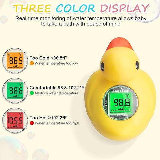 Rechargeable Baby Bath Thermometer Duck Digital Floating Shower Thermometer Fast Temperature Reading Safety Newborn Bath Time Toy by AXHHTVCGY