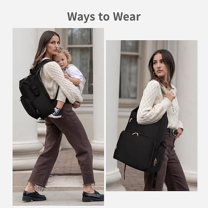 CEI-CEI Neoprene Diaper Bag Backpack Large Newborn Baby Maternity Bags Waterproof Travel Backpack for Mom Dad with Insulated Pockets,Changing Pad