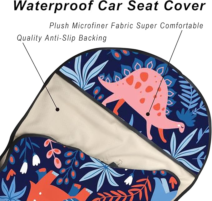 Car Seat Cover Protector Front Seats,for Gym Workout,Running,Swimming,Beach and Hiking,Waterproof Sweat Towel Bucket Seat Covers for Cars SUV Trucks (Dinosaur, 1Pcs)