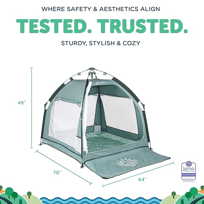 Baby Delight Go with Me Villa Portable Tent and Playard | Kids Tent and Playhouse | Indoor and Outdoor | Green Garden