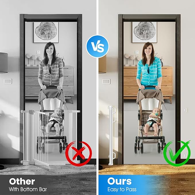Retractable Safety Baby Gate or Mesh Dog Gate,Durable Portable Mesh Retractable Gate,Easy to Use for Stairs, Doorways, Hallways, Indoor, Outdoor, 33.5" Tall, Extends to 55" Wide,White