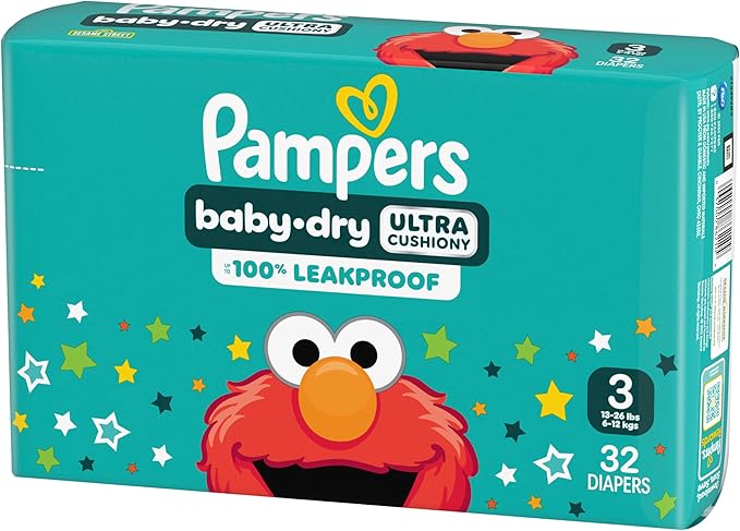 Pampers Diapers - Baby Dry - Size 3, 32 Count, Absorbent Disposable Infant Diaper (Packaging May Vary)