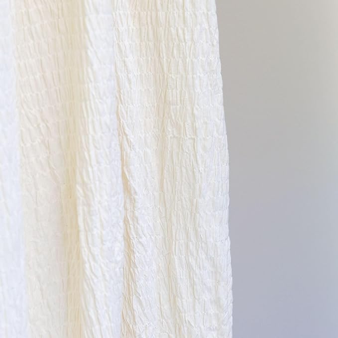 Crane Beige Ruffled Baby Crib Canopy - 118" Tall, Boho Style for Girls & Boys Rooms, Nursery & Playroom Decor