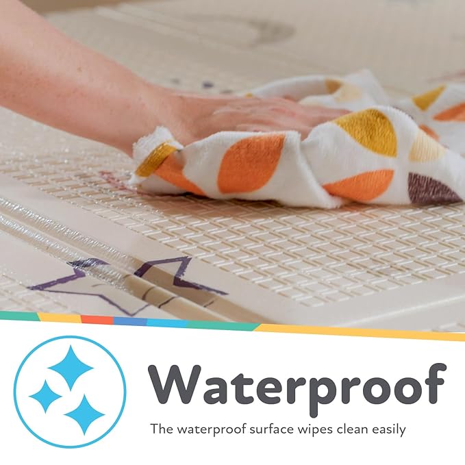 Nuby Reversible Baby Floor Mat, 77" x 58" - Foldable and Lightweight Baby Play Mat for Floor - Easy Storage and Travel - Safari