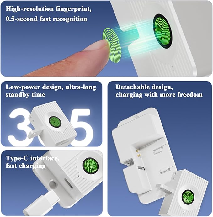 Fingerprint Child Proof Door Lock, Refrigerator Lock with Fingerprint & Door Locks for Kids safety, for Door Lock, Fridge Lock, Cabinet Locks and Window Locks, Strong Adhesive No Drilling