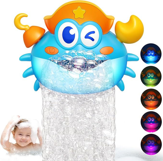 Bath Toys,Crab Baby Bath Toys Light Up Bath Bubble Machine with Colourful RGB Light Great Birthday Gift for Boys and Girls Toddler Toy for Kids Ages 1-3 4-8